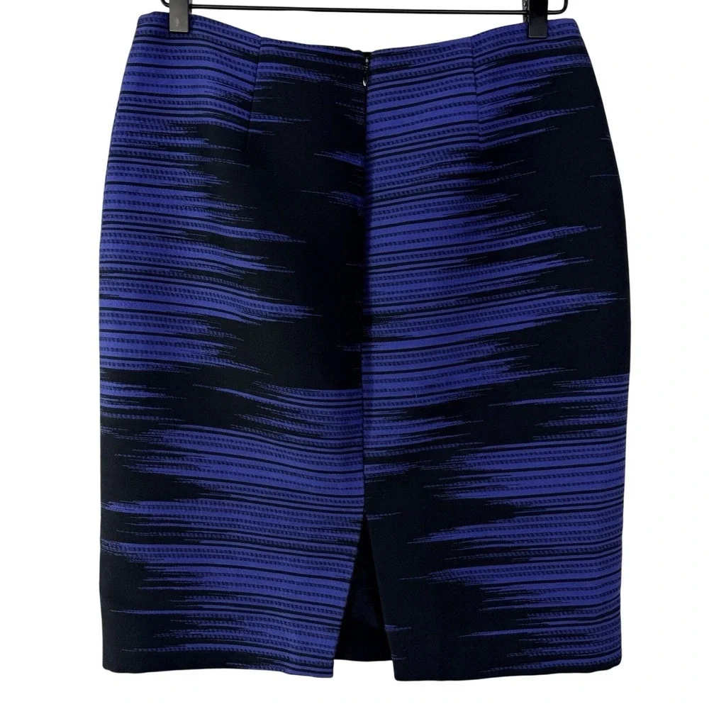 Worth New York‎ Blue Black Textured Pencil Skirt Size 6 Made in USA Lined